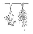 お花を干しているイラスト