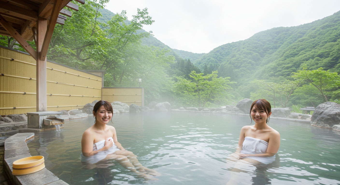 大浴場にはいっている女性の写真