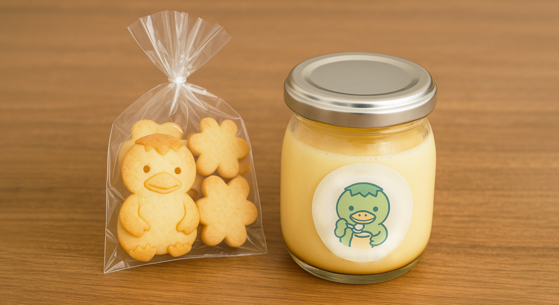 湯膳プリンと湯膳クッキーの写真