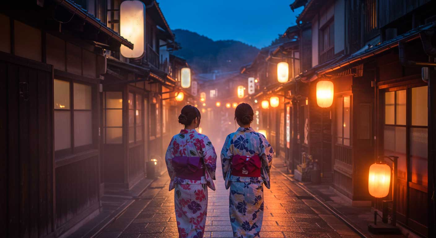 夜の街歩きをしている女性の写真