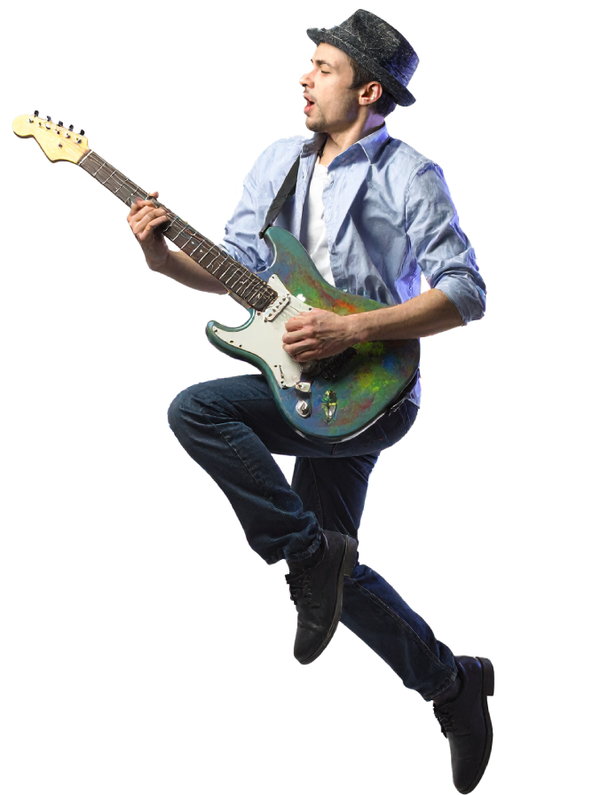 楽しそうにギターを弾く人