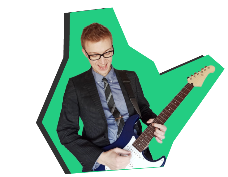 ギターを弾く40代男性（自営業）