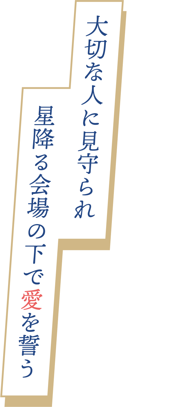 大切な人々に見守られ　星降る会場の下で愛を誓う