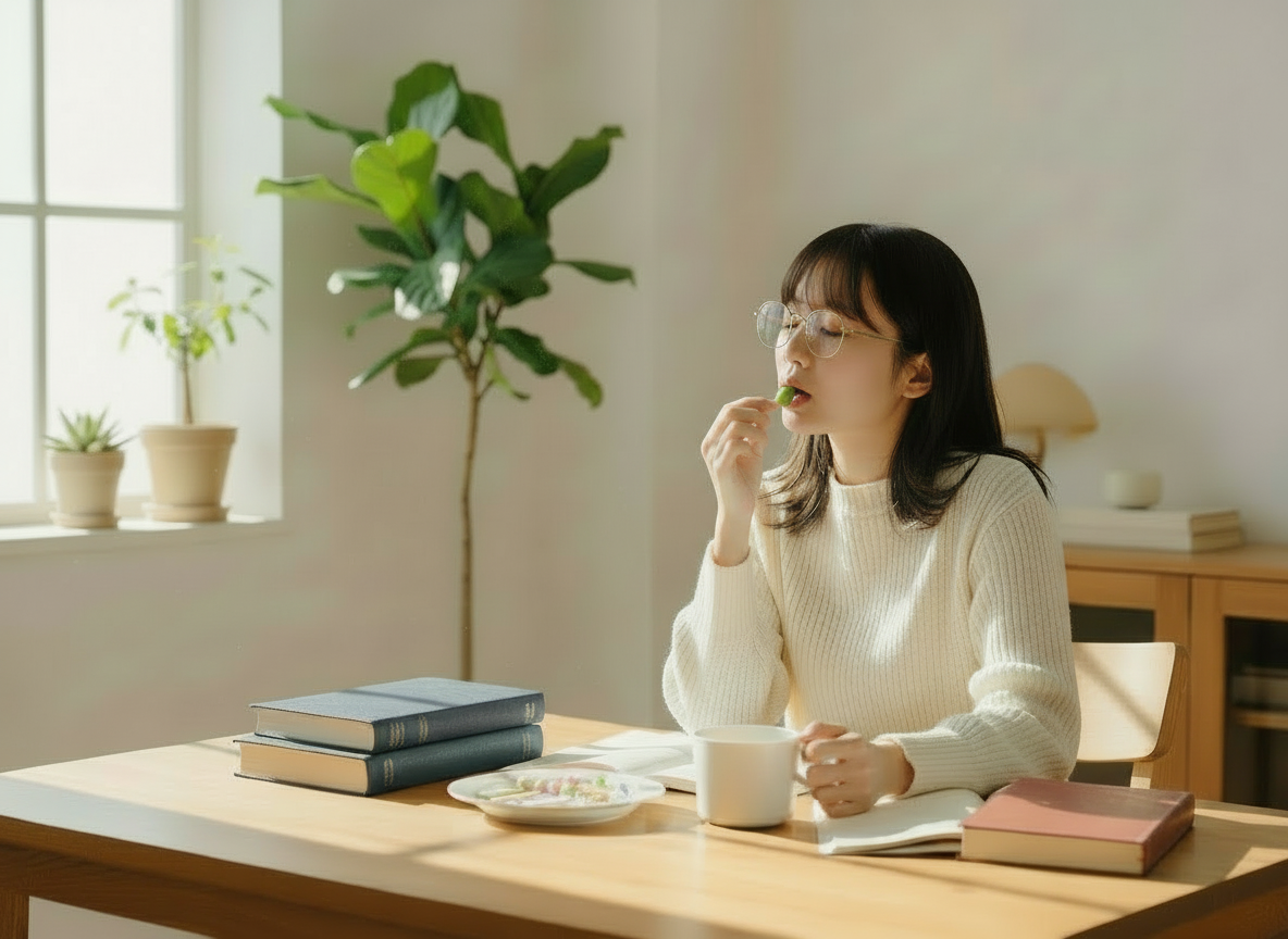 休憩中の女性の写真